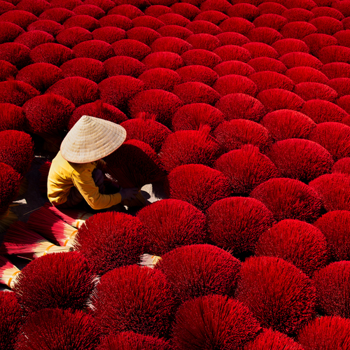 Een keer per jaar kleurt dit Vietnamese dorp roze door wierook