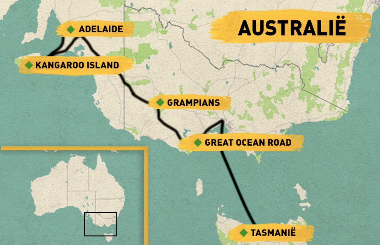 route kaart australie tasmanie