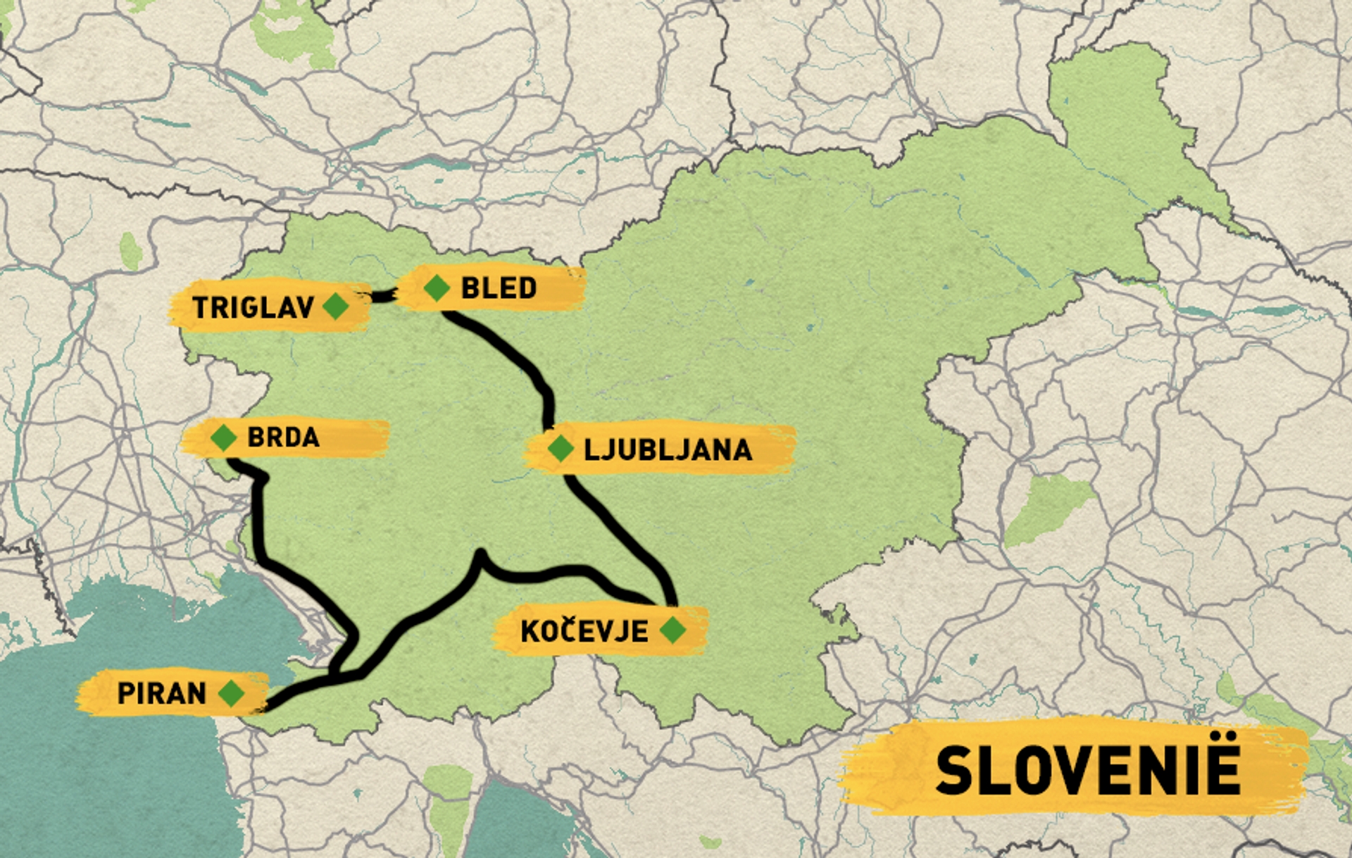 routekaart slovenie